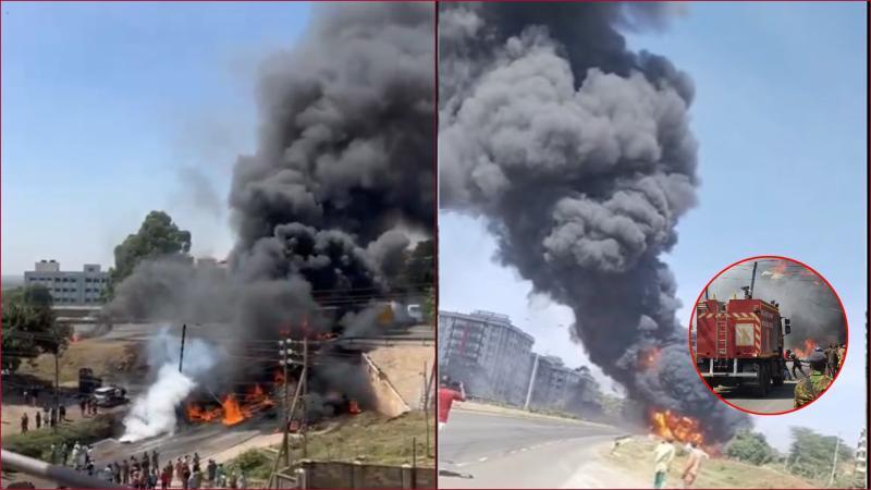 A tanker exploded after overturning along the Southern Bypass.